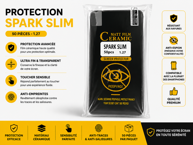 Matt Film Ceramic Spark Slim - Protection Écran Anti-Espion