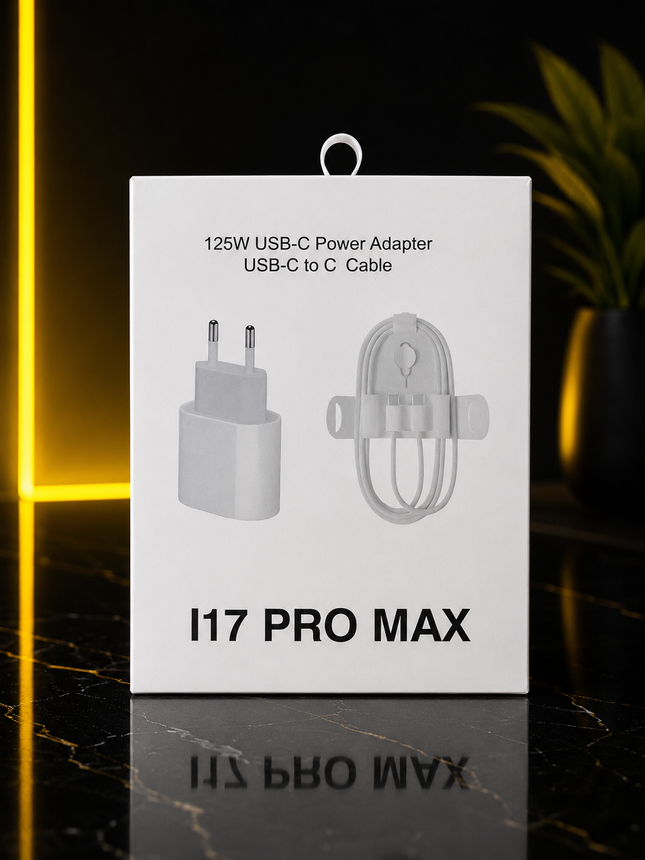 I17 Pro Max - Chargeur Rapide 125W USB-C + Câble 1m