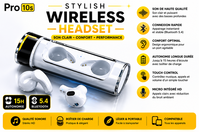 Pro 10s - Wireless Headset Bluetooth 5.4
