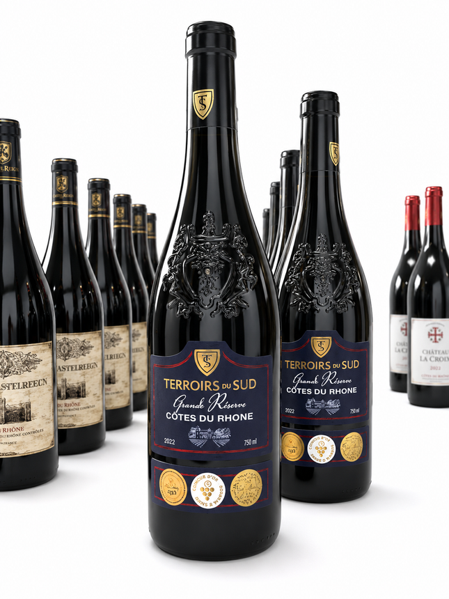 Terroirs du Sud Grande Réserve Côtes du Rhône - 1 à 3 400 F et Carton de 6 à 17 800 F