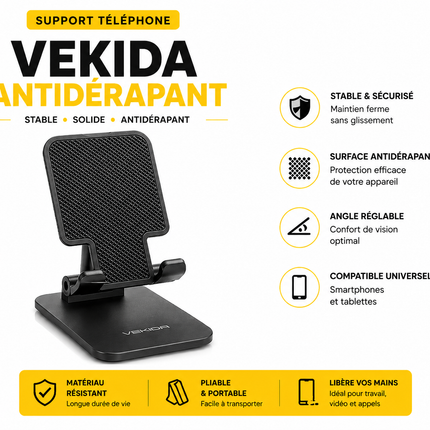 VEKIDA Antidérapant - Support Téléphone Pliable