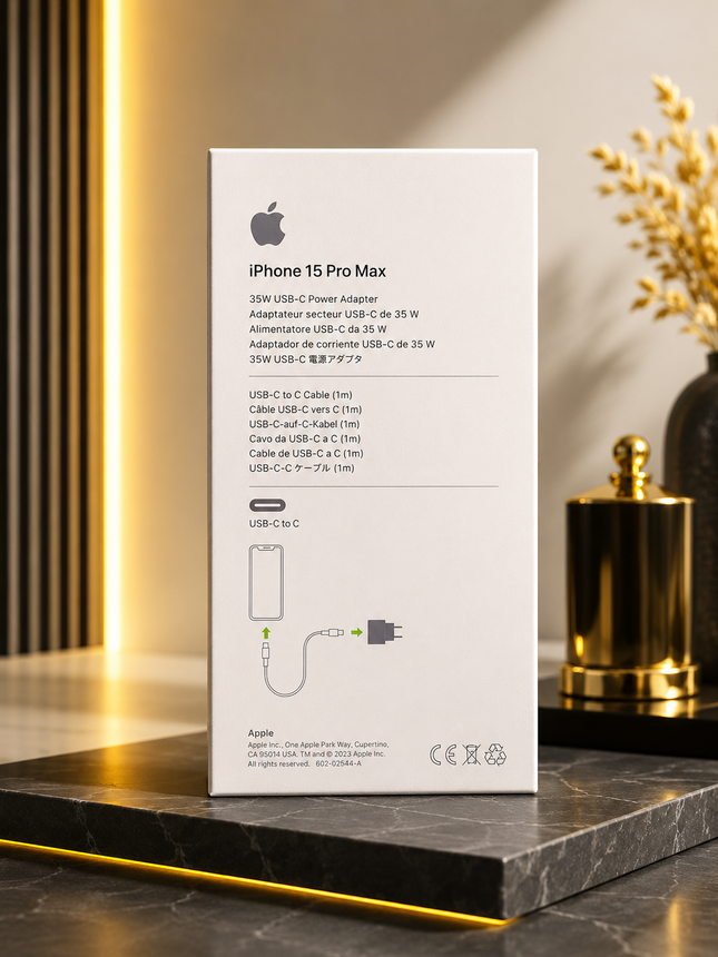 Apple iPhone 15 Pro Max - Chargeur Original 35W USB-C + Câble USB-C to C