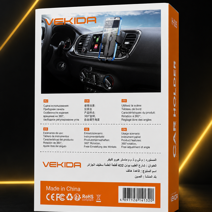 VEKIDA Car Holder H-005 - Support Téléphone Voiture Grille Aération 360°