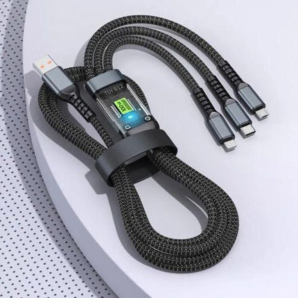Câble 3-en-1 100W Fast Charging - USB vers Lightning + USB-C + Micro-USB