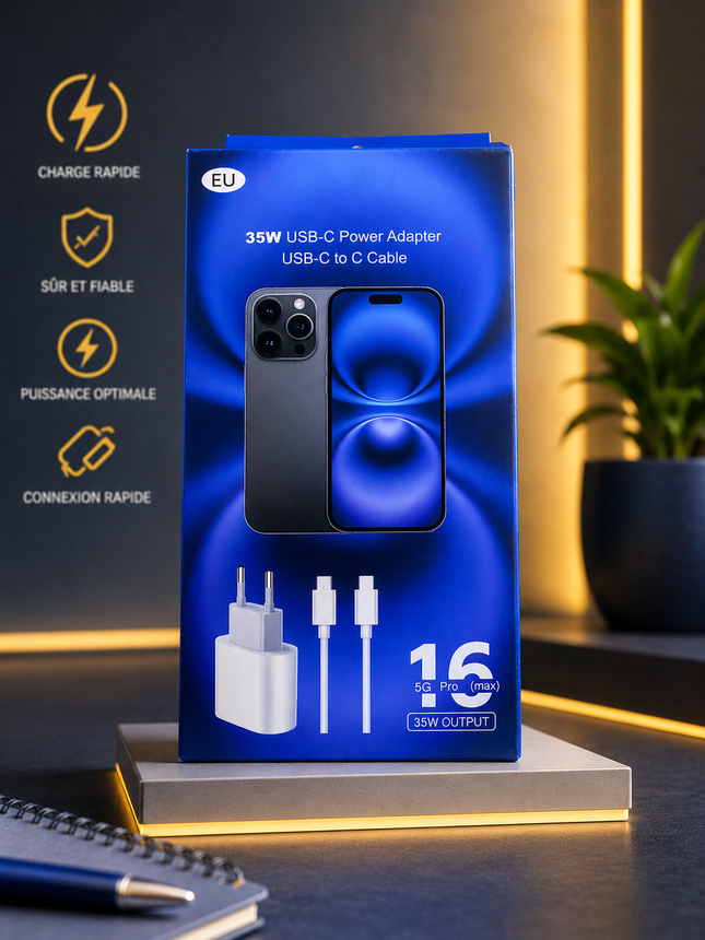 Chargeur Rapide 35W USB-C - iPhone 16 Pro Max