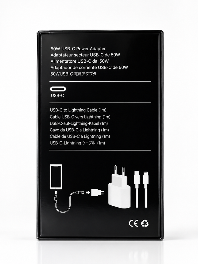 Chargeur Rapide 50W USB-C + Câble Lightning - iPhone 14 Pro Max