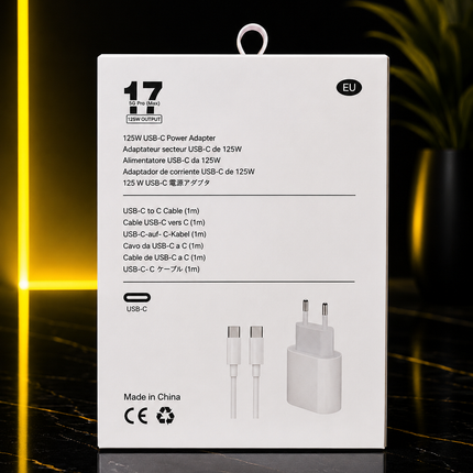 I17 Pro Max - Chargeur Rapide 125W USB-C + Câble 1m