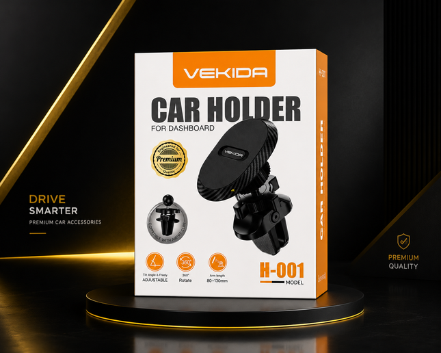 VEKIDA Car Holder H-001 - Support Téléphone Voiture Tableau de Bord 360°