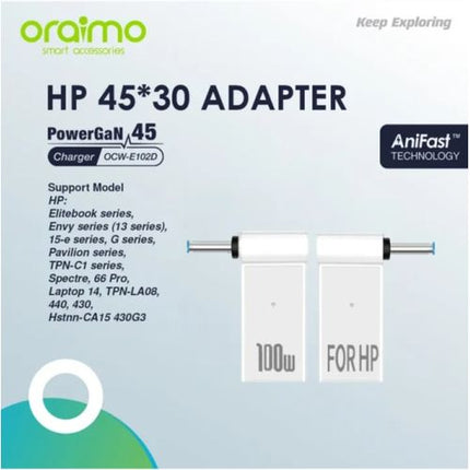 Oraimo PowerGaN 45 - Chargeur OCW-E102D + Adaptateur HP