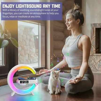 Station G RGB - Chargeur Sans Fil + Enceinte Bluetooth + Réveil + Veilleuse