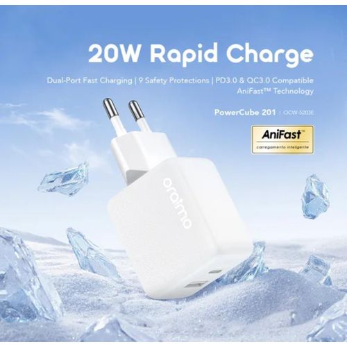 Oraimo PowerCube 201 - Chargeur Rapide 20W USB-C vers USB-C